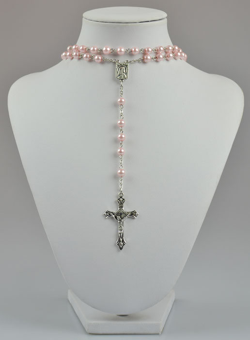 Chapelet Collier Mode en Perles Roses - 60 cm (pic 2)