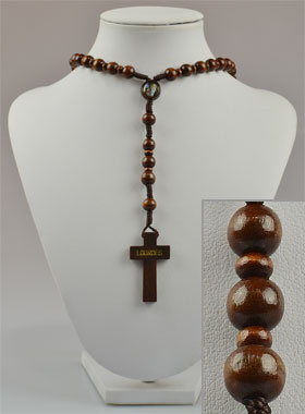Chapelet Collier Mode Fashion en Bois Foncé sur Cordelette (pic 1)