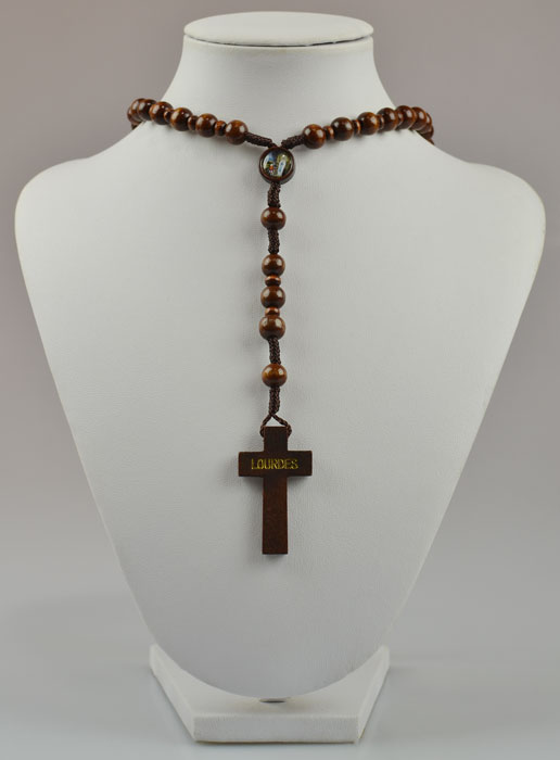 Chapelet Collier Mode Fashion en Bois Foncé sur Cordelette (pic 2)