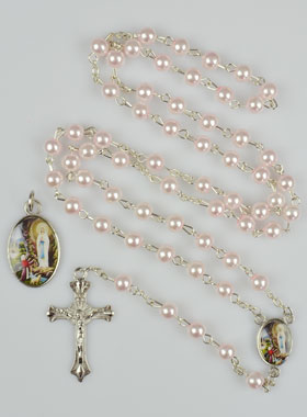 Chapelet de Baptême en Perles Roses (pic 1)