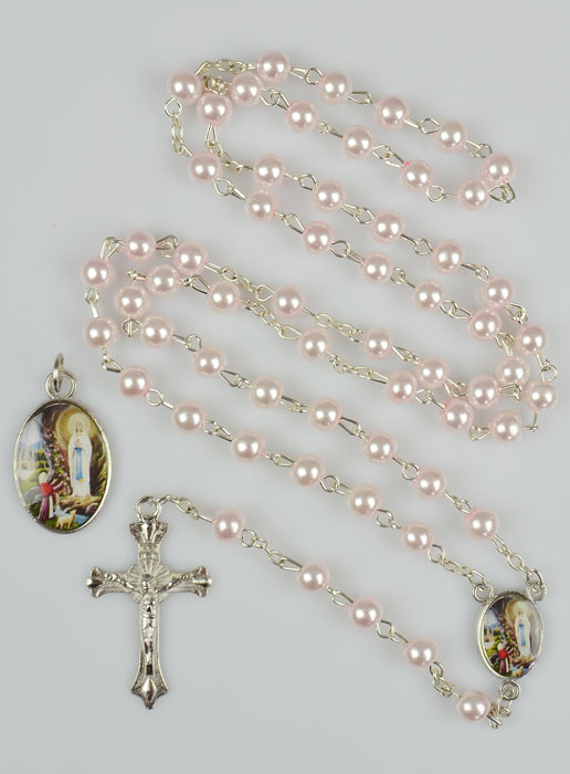 Chapelet de Baptême en Perles Roses (pic 2)