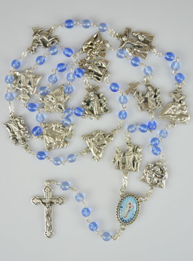 Chapelet de Lourdes - Chemin de Croix en Perles de Cristal Bleu (pic 1)