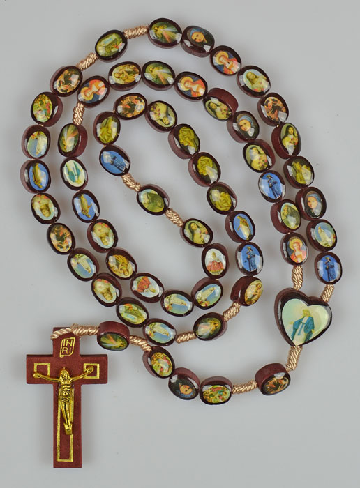 Chapelet de la Vierge Miraculeuse en Bois - 60cm (pic 2)