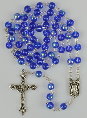 Chapelet de Lourdes en Perles de Cristal Bleu Foncé (pic 1)