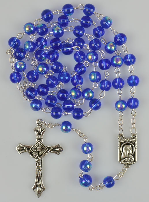 Chapelet de Lourdes en Perles de Cristal Bleu Foncé (pic 2)
