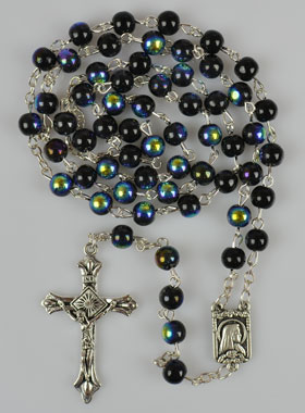 Chapelet de Lourdes en Perles de Cristal Noir (pic 1)