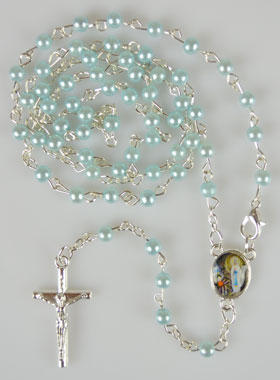 Chapelet de Lourdes en Perles de Nacre Bleue avec Fermoir (pic 1)