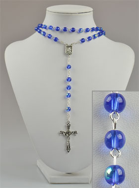 Chapelet de Lourdes Mode en Perles Cristal Bleu Foncé (pic 1)