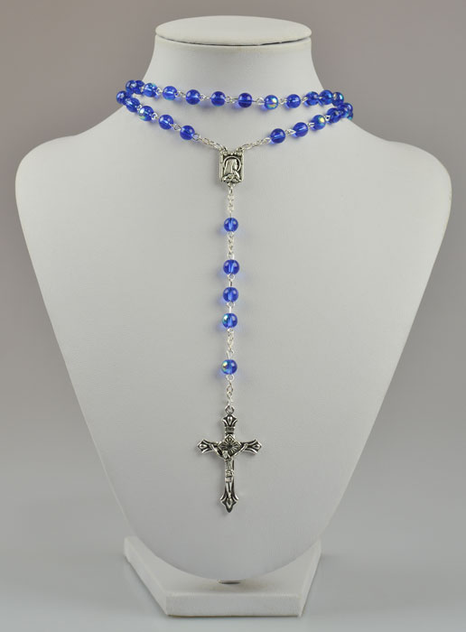 Chapelet de Lourdes Mode en Perles Cristal Bleu Foncé (pic 2)