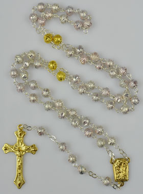 Chapelet en Argent et Plaqué Or - Perles Sablées (pic 1)
