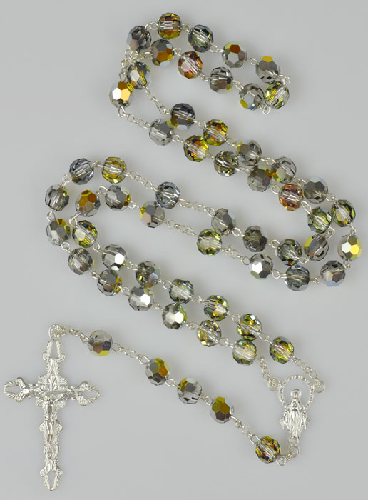 Chapelet en Argent Massif - Perles de Cristal (pic 2)
