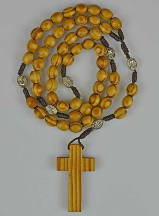 Perles en bois d'olivier 7mm rondes pour chapelets ou