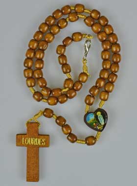 Chapelet en Bois Image Coeur de Lourdes (pic 1)