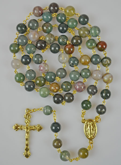 Chapelet en Pierre Style Agate et Chaîne Or (pic 2)