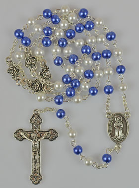 Chapelet en Perles de Nacre Bleue et Blanche (pic 1)