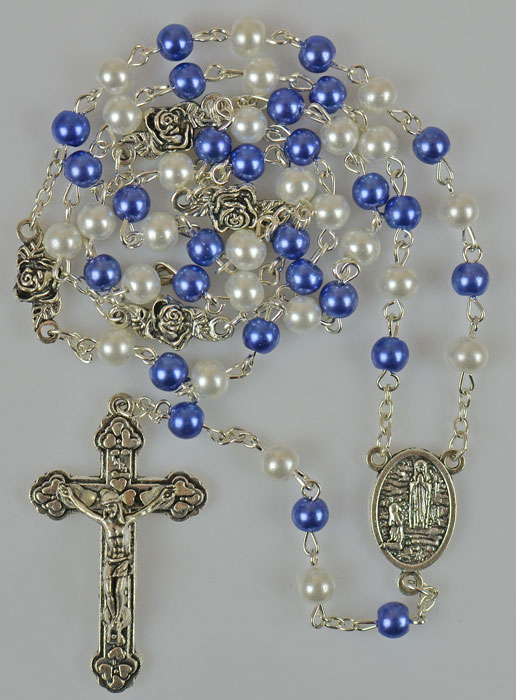 Chapelet en Perles de Nacre Bleue et Blanche (pic 2)