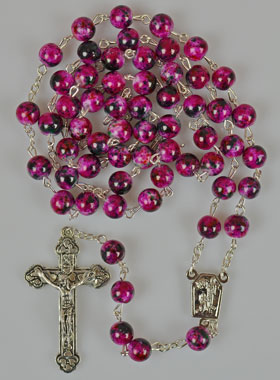 Chapelet de Lourdes en Perles de Nacre Rose avec Eau de Lourdes (pic 1)