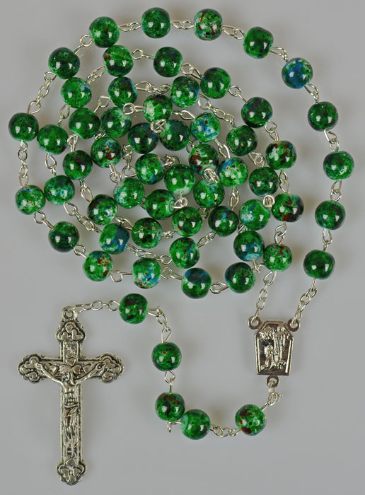 Chapelet de Lourdes en Perles de Nacre Verte avec Eau de Lourdes (pic 2)