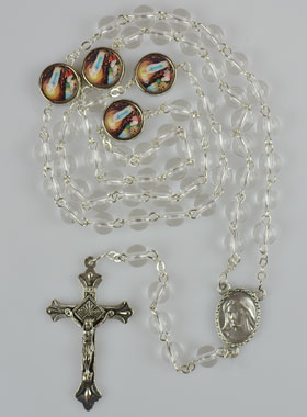 Chapelet de Lourdes en Perles de Verre - Pater Médaille de Lourdes (pic 1)
