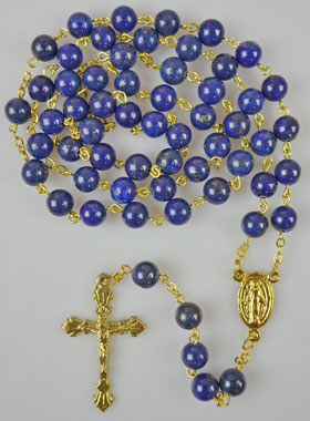 Chapelet Style Lapis Lazuli et Chaîne Or (pic 1)