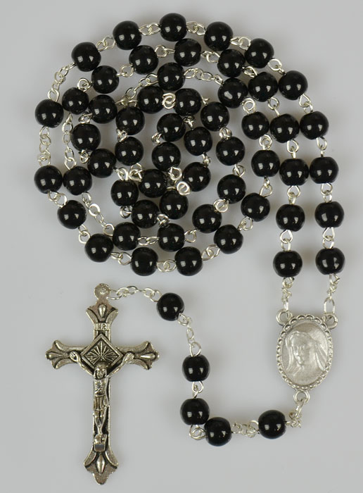 Chapelet de Lourdes en Perles Noires - 50 cm (pic 2)