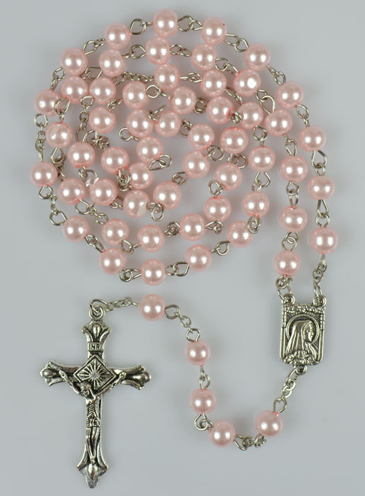 Chapelet de Lourdes en Perles Roses - Médaille de Lourdes - 60 cm (pic 2)
