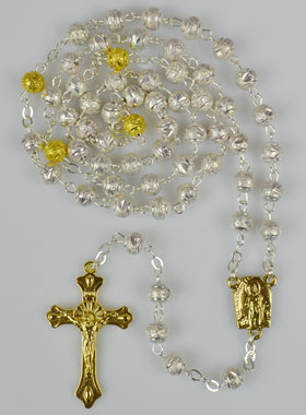 Chapelet en Perles Sablées Argent et Or - 60 cm (pic 1)