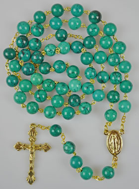 Chapelet Turquoise et Chaîne Or (pic 1)