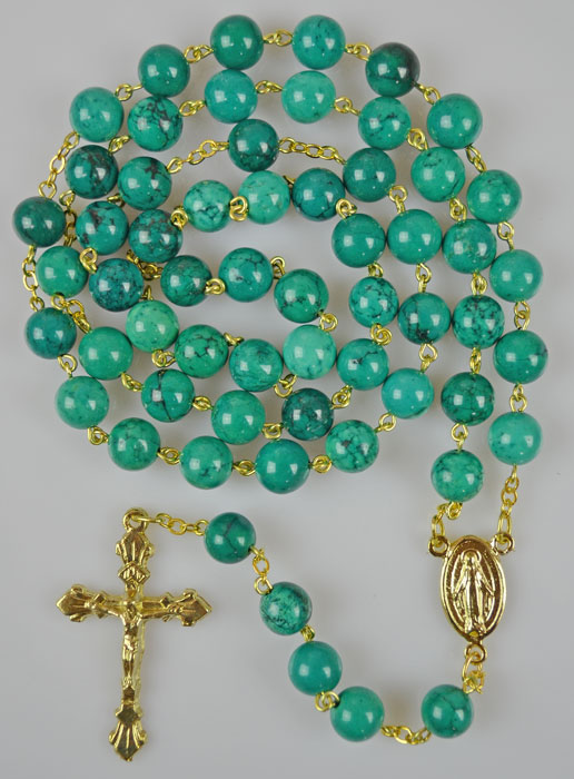 Chapelet Turquoise et Chaîne Or (pic 2)