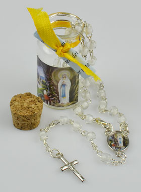 Chapelet Enfant en Perles de Cristal Blanc - Coffret cadeau (pic 1)