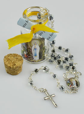Chapelet Enfant en Perles de Cristal Noir - Coffret cadeau (pic 1)