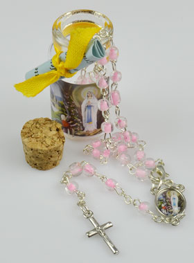 Chapelet Enfant en Perles de Cristal Rose - Coffret cadeau (pic 1)