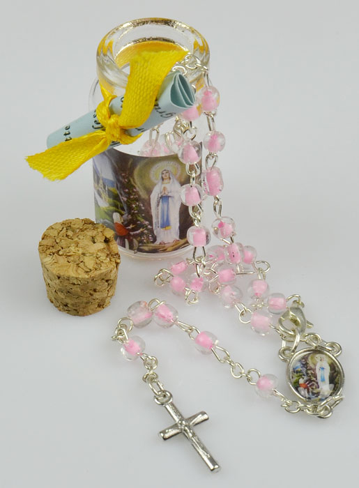 Chapelet Enfant en Perles de Cristal Rose - Coffret cadeau (pic 2)