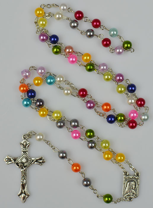 Chapelet Enfant en Perles Multicolor sur Chaîne Argentée (pic 2)