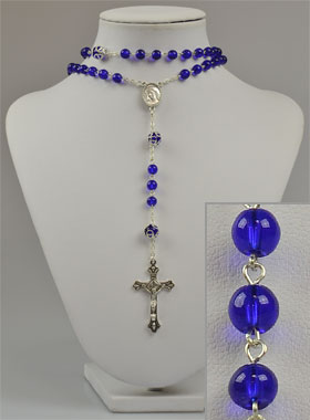 Chapelet Fashion Mode en Perles de Cristal Bleu - 55 cm (pic 1)