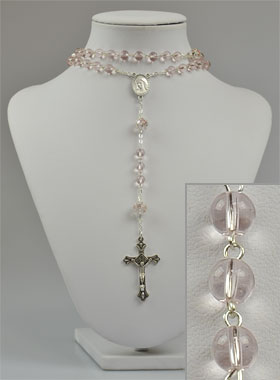 Chapelet Fashion Mode en Perles de Cristal Rose - 55 cm (pic 1)