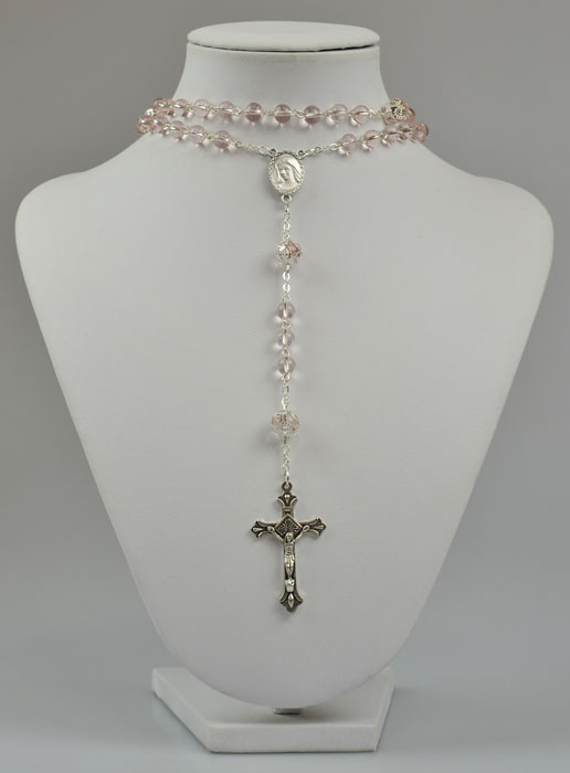 Chapelet Fashion Mode en Perles de Cristal Rose - 55 cm (pic 2)