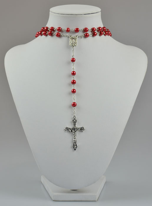 Chapelet Fashion Mode en Perles Rouges - 60 cm (pic 2)
