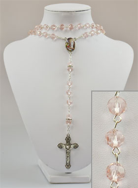 Chapelet Mode en Cristal Rose et Diamants (pic 1)