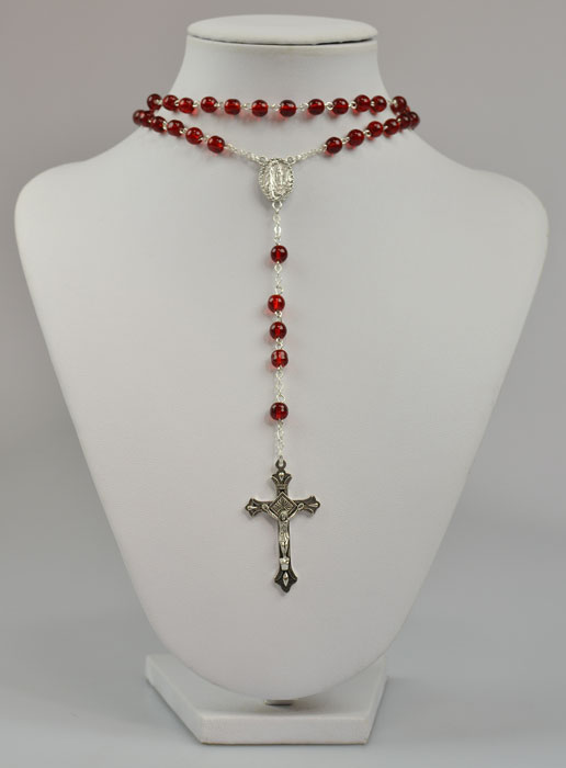 Chapelet Mode Fashion en Perles de Cristal Rouge Grenat (pic 2)