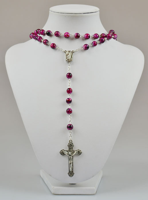 Chapelet Mode Perles de Nacre Rose avec Eau de Lourdes (pic 1)