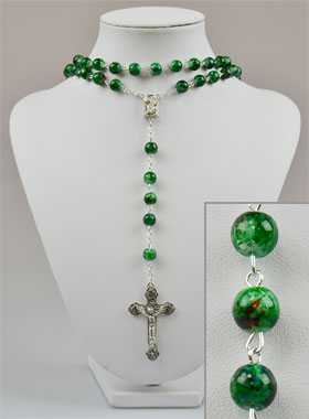 Chapelet Mode Perles de Nacre Verte avec Eau de Lourdes (pic 1)