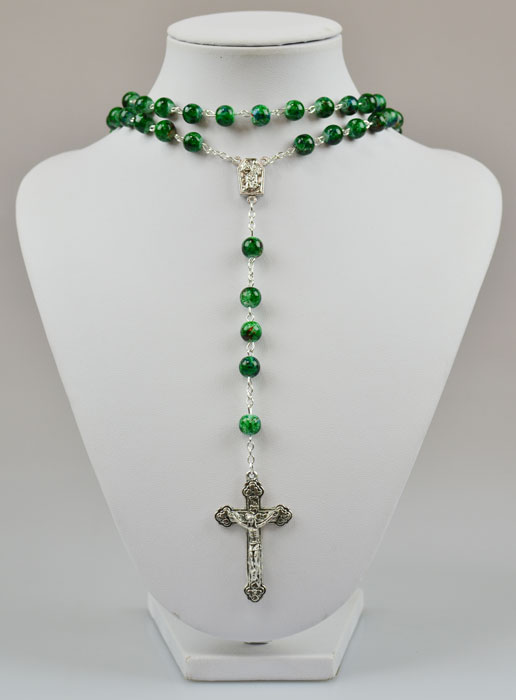 Chapelet Mode Perles de Nacre Verte avec Eau de Lourdes (pic 2)
