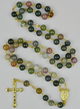 Chapelet Or en Perles d'Agate Véritable (pic 1)