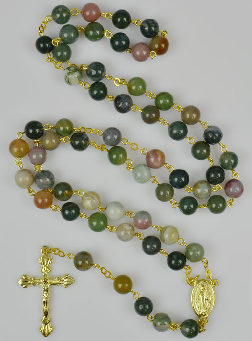 Chapelet Or en Perles d'Agate Véritable (pic 2)