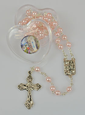 Chapelet Perles Roses 4 mm - Boîte de Lourdes (pic 1)