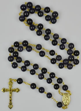 Chapelet Plaqué Or et Perles de Sodalite Véritable (pic 1)
