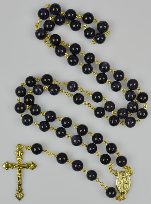 Chapelet Plaqué Or et Perles de Sodalite Véritable (pic 2)