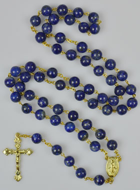 Chapelet Plaqué Or et Perles Lapis Lazuli Véritable (pic 1)
