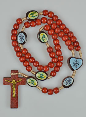 Chapelet Vierge Miraculeuse - Grains en Bois (pic 1)
